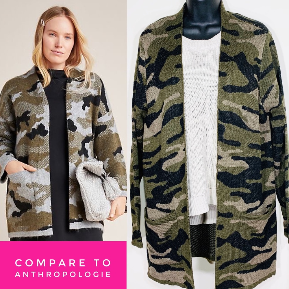 Cute in Camo Open-Front Cardi